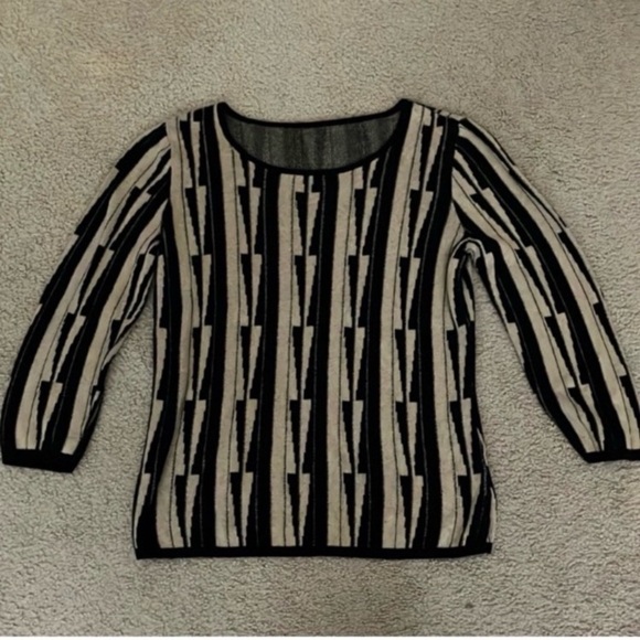 Worthington Sweaters - Retro knit sweater, geometric, cozy soft stretchy warm, wide scoop neck